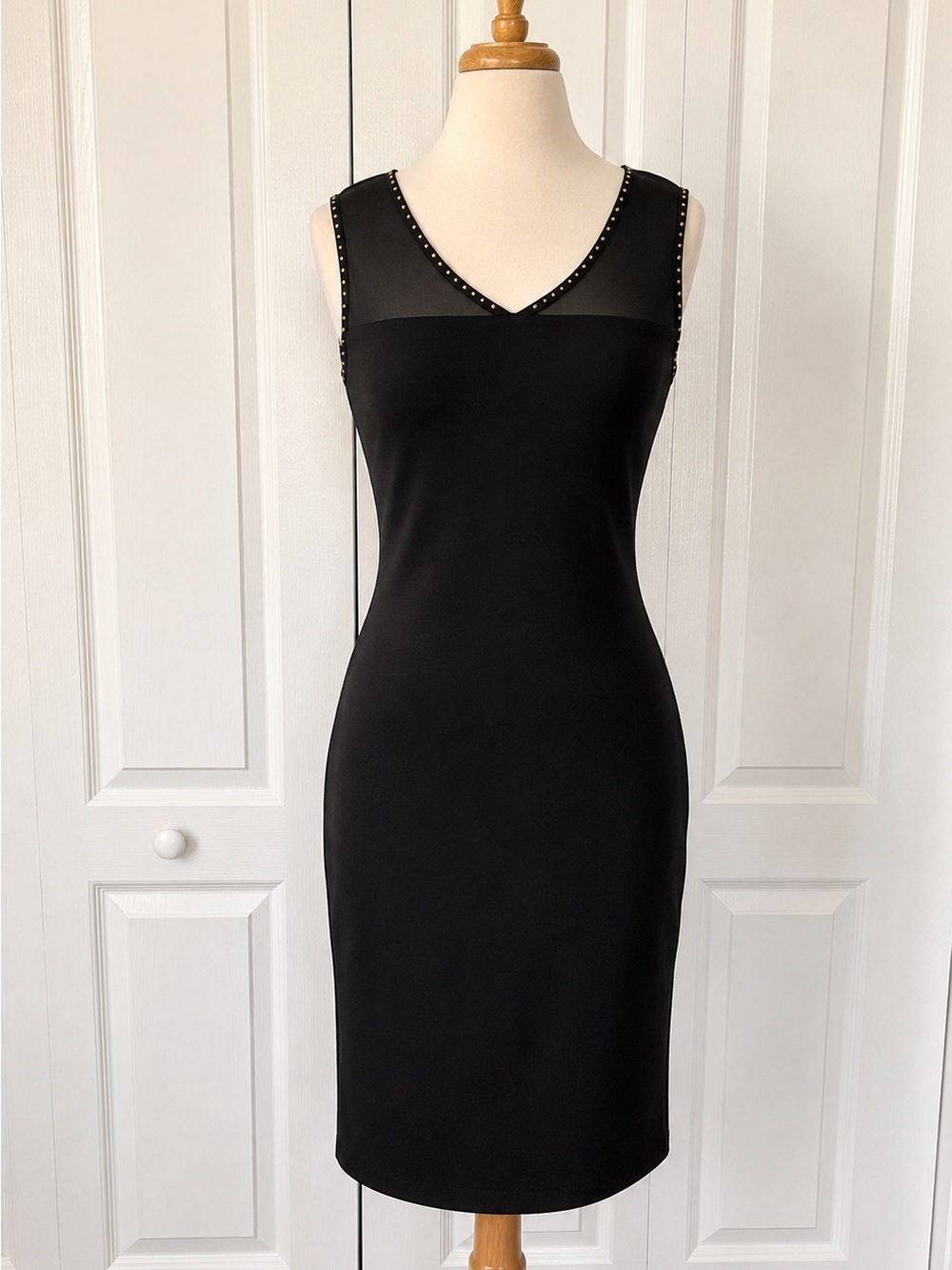 NWT T Tahari Black Beaded Sheath Dress | Size Medium | Cocktail